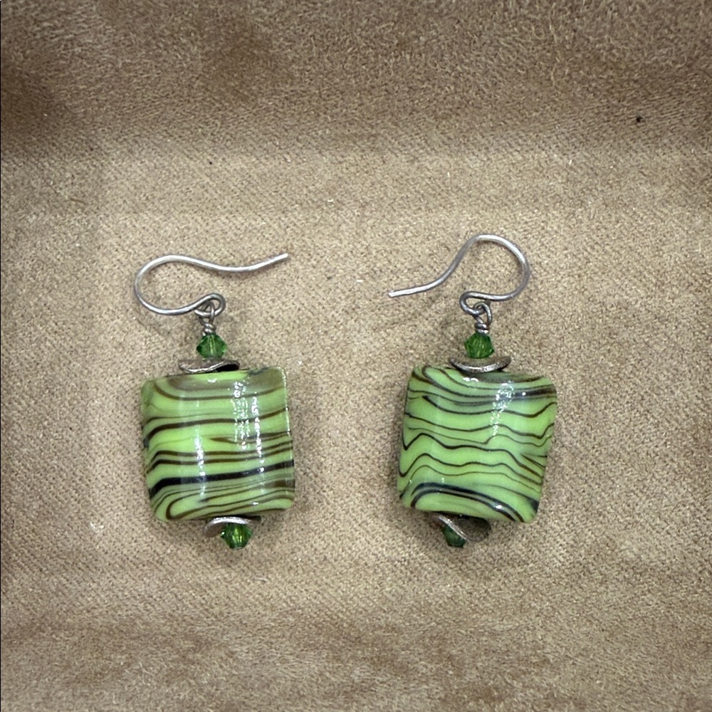 Green Swirl Earrings